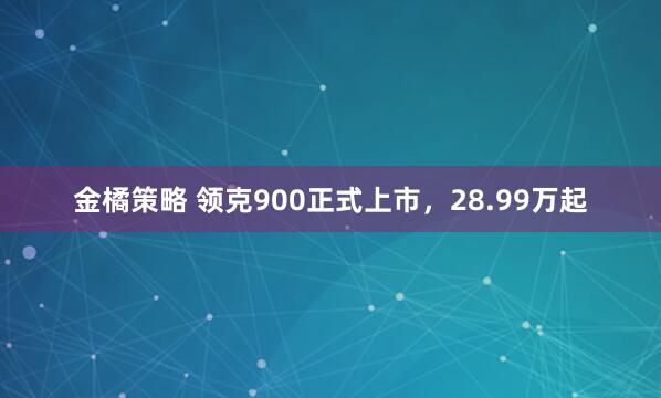 金橘策略 领克900正式上市，28.99万起