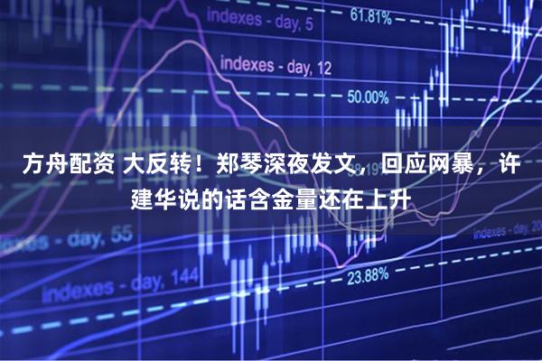 方舟配资 大反转！郑琴深夜发文，回应网暴，许建华说的话含金量还在上升